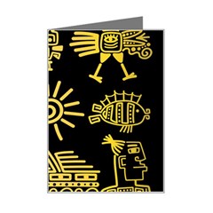 Maya Style Gold Linear Totem Icons Mini Greeting Card by Apen