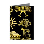 Maya Style Gold Linear Totem Icons Mini Greeting Card Left