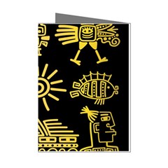 Maya Style Gold Linear Totem Icons Mini Greeting Cards (pkg Of 8) by Apen