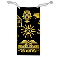 Maya Style Gold Linear Totem Icons Jewelry Bag by Apen