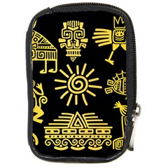 Maya Style Gold Linear Totem Icons Compact Camera Leather Case by Apen