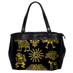 Maya Style Gold Linear Totem Icons Oversize Office Handbag by Apen