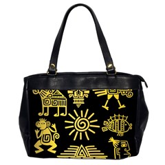 Maya Style Gold Linear Totem Icons Oversize Office Handbag (2 Sides) by Apen