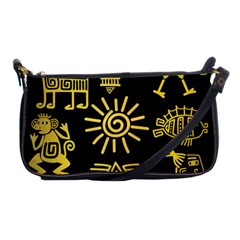 Maya Style Gold Linear Totem Icons Shoulder Clutch Bag by Apen