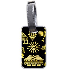 Maya Style Gold Linear Totem Icons Luggage Tag (two Sides) by Apen