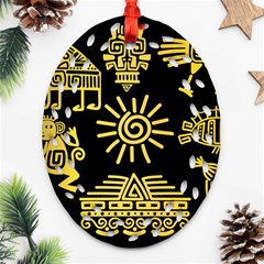 Maya Style Gold Linear Totem Icons Ornament (oval Filigree) by Apen