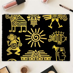 Maya Style Gold Linear Totem Icons Cosmetic Bag (xxl) by Apen