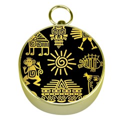 Maya Style Gold Linear Totem Icons Gold Compasses by Apen