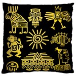 Maya Style Gold Linear Totem Icons Standard Premium Plush Fleece Cushion Case (One Side) Front