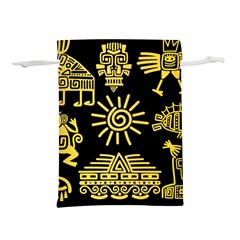 Maya Style Gold Linear Totem Icons Lightweight Drawstring Pouch (l) by Apen