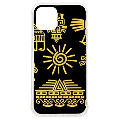 Maya Style Gold Linear Totem Icons Iphone 12/12 Pro Tpu Uv Print Case by Apen