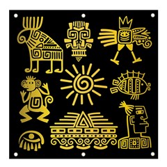 Maya Style Gold Linear Totem Icons Banner And Sign 4  X 4  by Apen