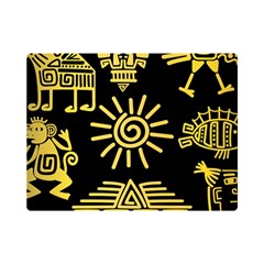 Maya Style Gold Linear Totem Icons Premium Plush Fleece Blanket (mini) by Apen