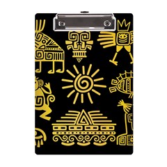 Maya Style Gold Linear Totem Icons A5 Acrylic Clipboard by Apen