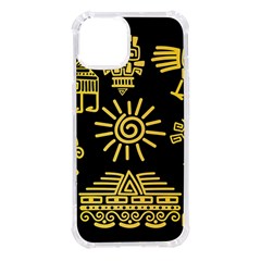 Maya Style Gold Linear Totem Icons Iphone 14 Tpu Uv Print Case by Apen