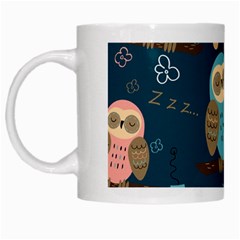 Seamless Pattern Owls Dreaming White Mug by Apen