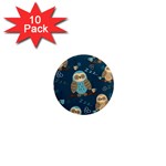 Seamless Pattern Owls Dreaming 1  Mini Magnet (10 pack)  Front