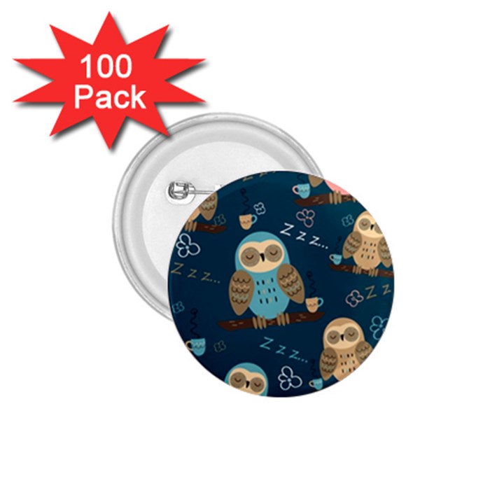 Seamless Pattern Owls Dreaming 1.75  Buttons (100 pack) 