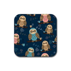 Seamless Pattern Owls Dreaming Rubber Coaster (square) by Apen