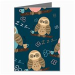 Seamless Pattern Owls Dreaming Greeting Card Left