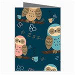 Seamless Pattern Owls Dreaming Greeting Card Right