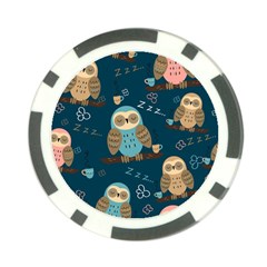 Seamless Pattern Owls Dreaming Poker Chip Card Guard by Apen