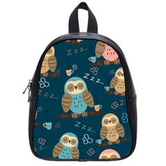 Seamless Pattern Owls Dreaming School Bag (small) by Apen