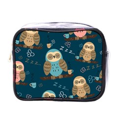 Seamless Pattern Owls Dreaming Mini Toiletries Bag (one Side) by Apen