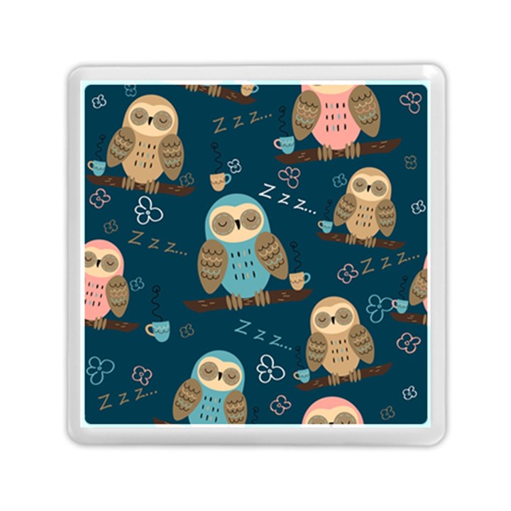 Seamless Pattern Owls Dreaming Memory Card Reader (Square)