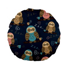 Seamless Pattern Owls Dreaming Standard 15  Premium Flano Round Cushions by Apen