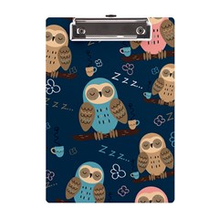 Seamless Pattern Owls Dreaming A5 Acrylic Clipboard by Apen