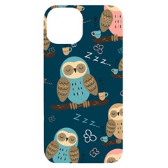 Seamless Pattern Owls Dreaming Iphone 14 Black Uv Print Case by Apen