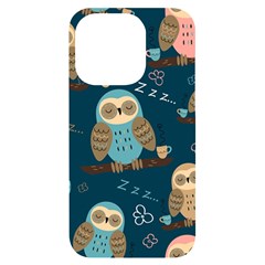 Seamless Pattern Owls Dreaming Iphone 14 Pro Black Uv Print Case by Apen