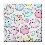 Cute Doodle Cartoon Seamless Pattern Tile Coaster Front