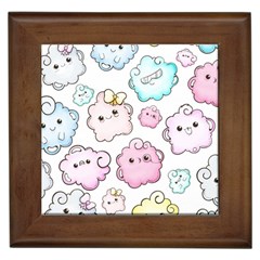 Cute Doodle Cartoon Seamless Pattern Framed Tile by Apen