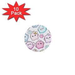 Cute Doodle Cartoon Seamless Pattern 1  Mini Buttons (10 Pack)  by Apen