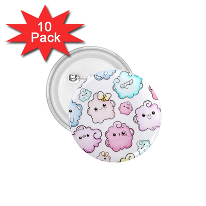 Cute Doodle Cartoon Seamless Pattern 1.75  Buttons (10 pack)