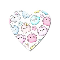 Cute Doodle Cartoon Seamless Pattern Heart Magnet