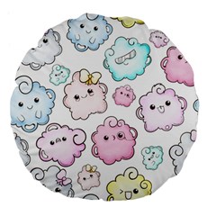 Cute Doodle Cartoon Seamless Pattern Large 18  Premium Flano Round Cushions by Apen