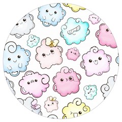 Cute Doodle Cartoon Seamless Pattern Round Trivet by Apen