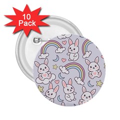 Seamless Pattern With Cute Rabbit Character 2 25  Buttons (10 Pack)  by Apen