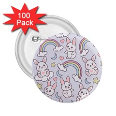 Seamless Pattern With Cute Rabbit Character 2 25  Buttons (100 Pack)  by Apen