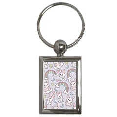 Seamless Pattern With Cute Rabbit Character Key Chain (rectangle) by Apen