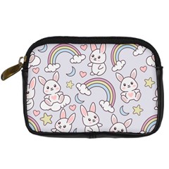 Seamless Pattern With Cute Rabbit Character Digital Camera Leather Case by Apen