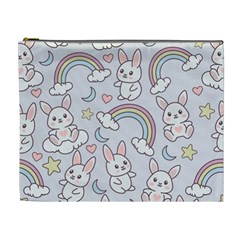 Seamless Pattern With Cute Rabbit Character Cosmetic Bag (xl) by Apen