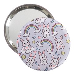 Seamless Pattern With Cute Rabbit Character 3  Handbag Mirrors by Apen