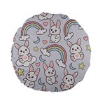 Seamless Pattern With Cute Rabbit Character Standard 15  Premium Round Cushions Front