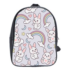 Seamless Pattern With Cute Rabbit Character School Bag (xl)