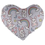 Seamless Pattern With Cute Rabbit Character Large 19  Premium Heart Shape Cushions Front