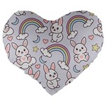 Seamless Pattern With Cute Rabbit Character Large 19  Premium Heart Shape Cushions Back